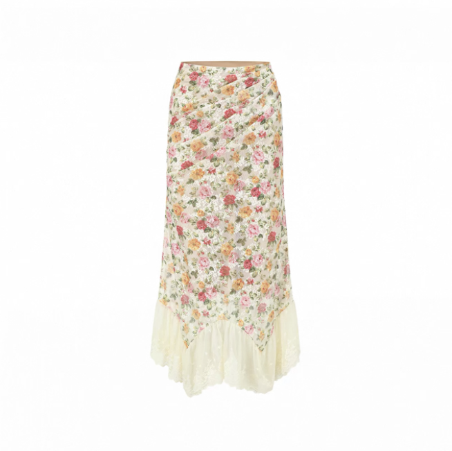 LaceMade váy hoa nhí phối ren vintage_V39