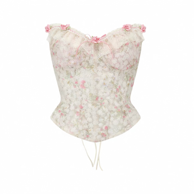 LaceMade váy corset ren hoa bèo nhún_V40