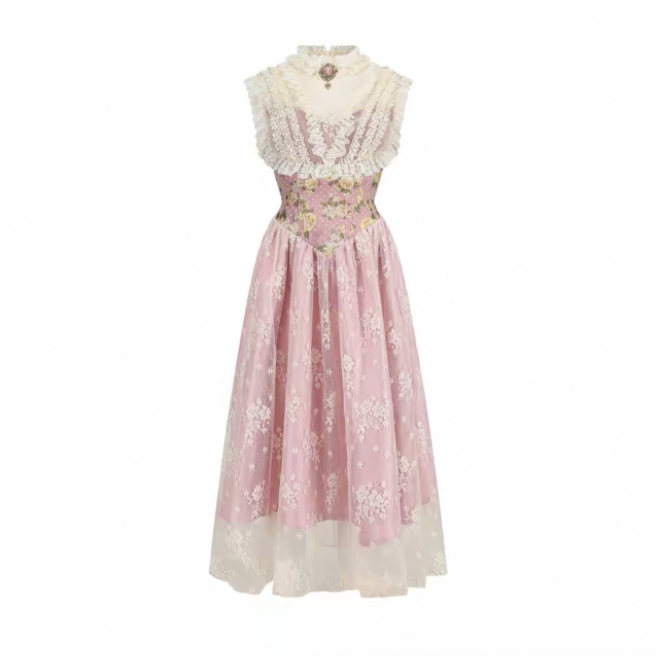 LaceMade váy ren hoa cổ điển_Y64