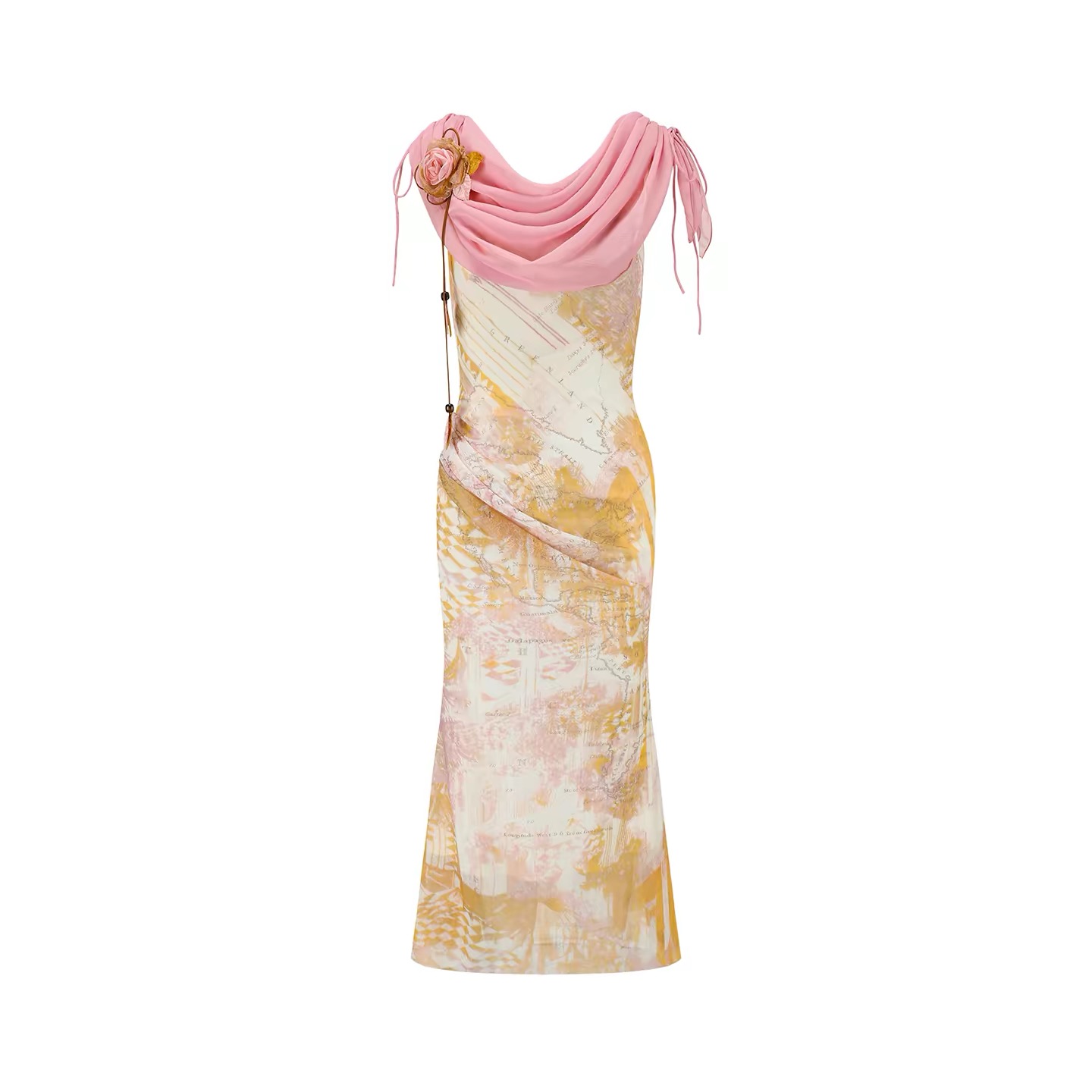 LaceMade váy hoa dáng ôm cổ đổ lệch vai_Y112