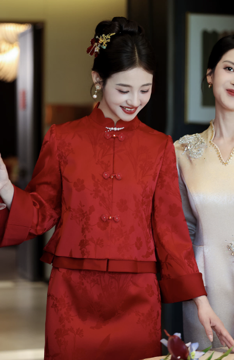 Áo váy gấm họa tiết cổ điển_I81