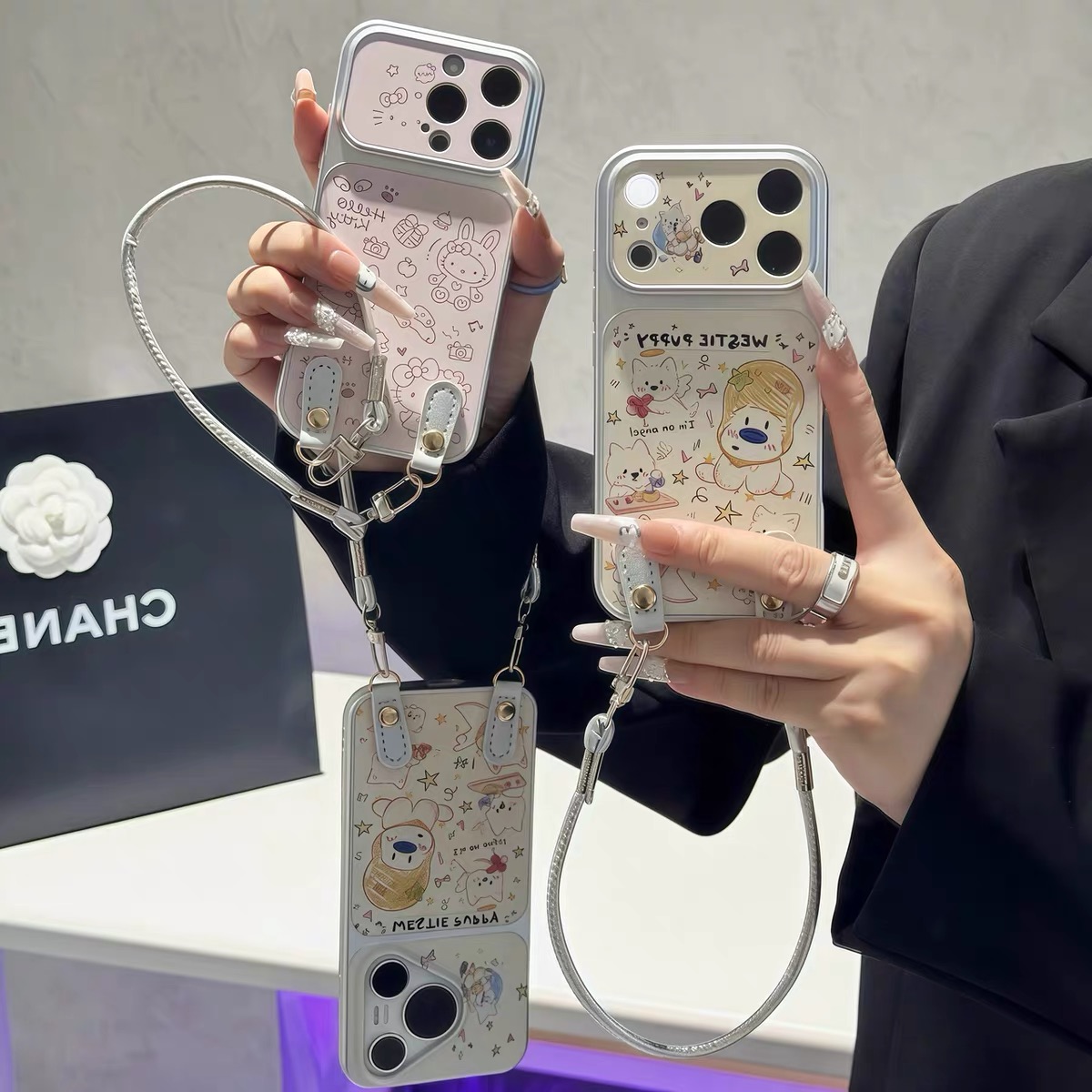 Ốp điện thoại Hello Kitty & Cún kèm dây đeo_O171 (Iphone, Huawei, Honor, OPPO, Vivo, Xiaomi & Redmi)