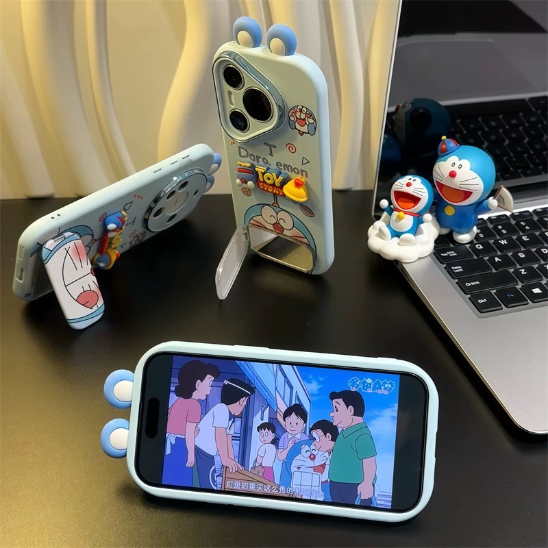 Ốp lưng Doraemon tai nổi kèm gương_O106 (Iphone, Huawei, Honor, OPPO, Vivo, Xiaomi & Redmi)