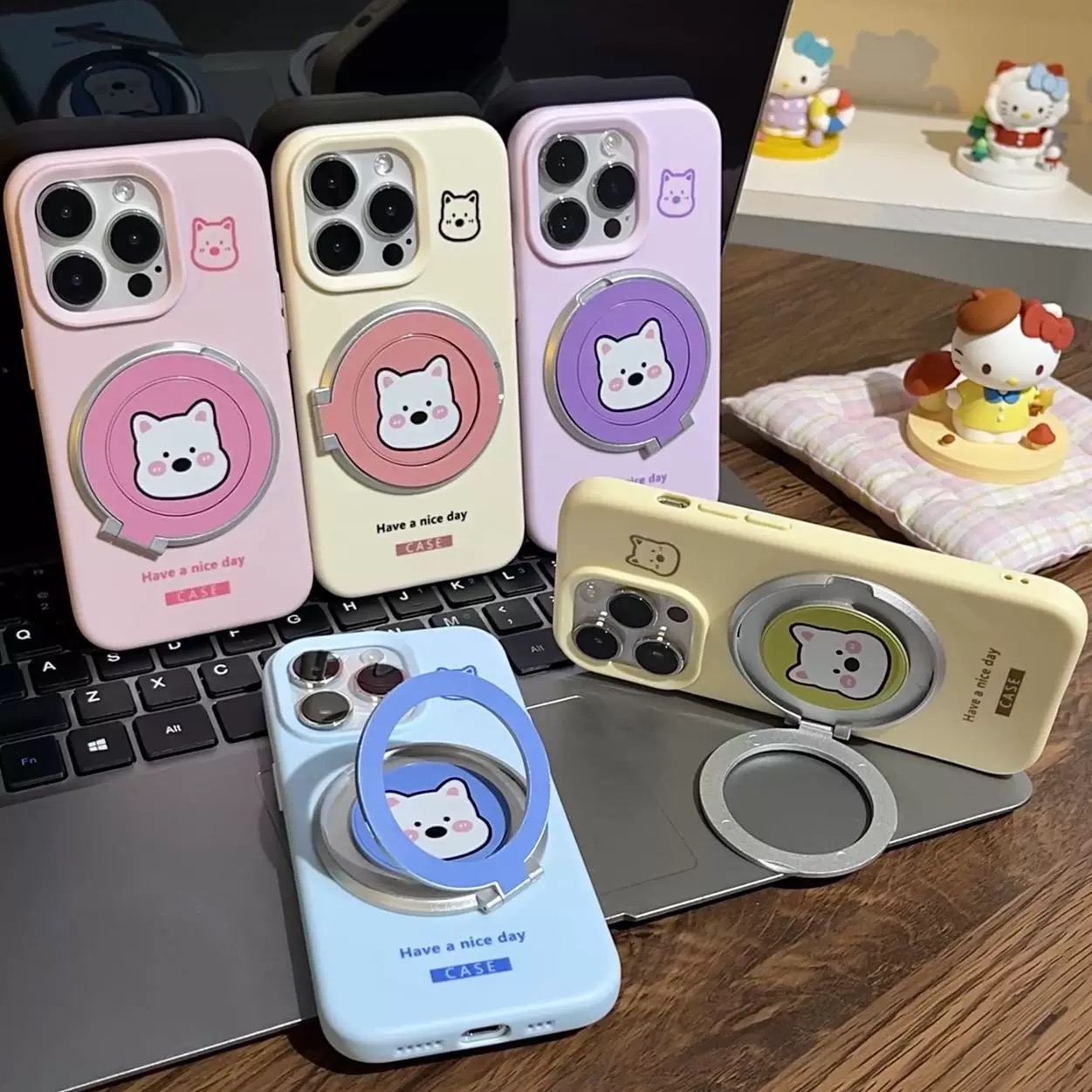 Ốp lưng mèo dễ thương kèm giá đỡ điện thoại_O25 (Tất cả các dòng Iphone)