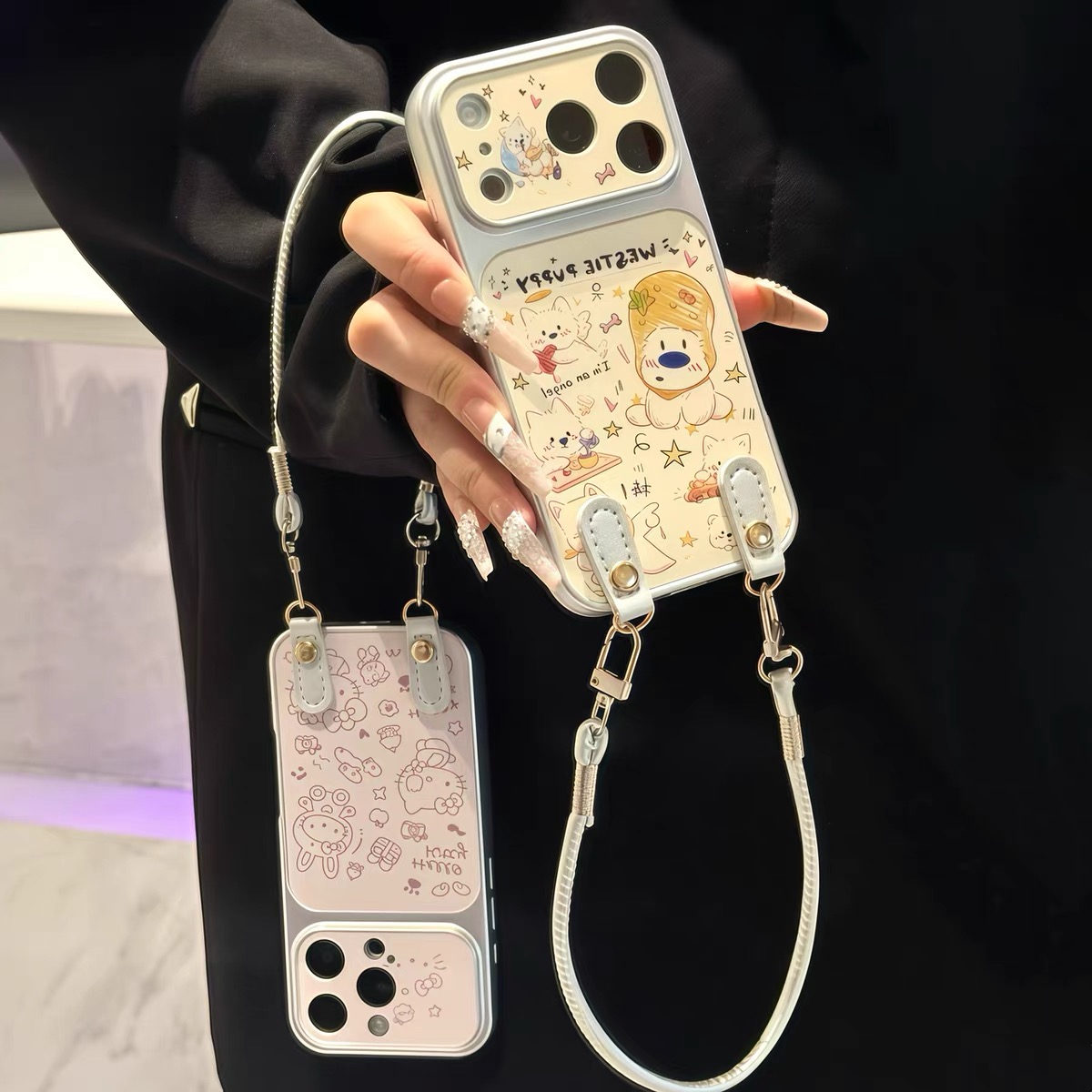 Ốp điện thoại Hello Kitty & Cún kèm dây đeo_O171 (Iphone, Huawei, Honor, OPPO, Vivo, Xiaomi & Redmi)