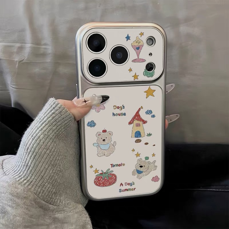 Ốp lưng cún trắng phong cách vintage_O90 (Iphone, Huawei, Honor, OPPO, Vivo, Xiaomi & Redmi)