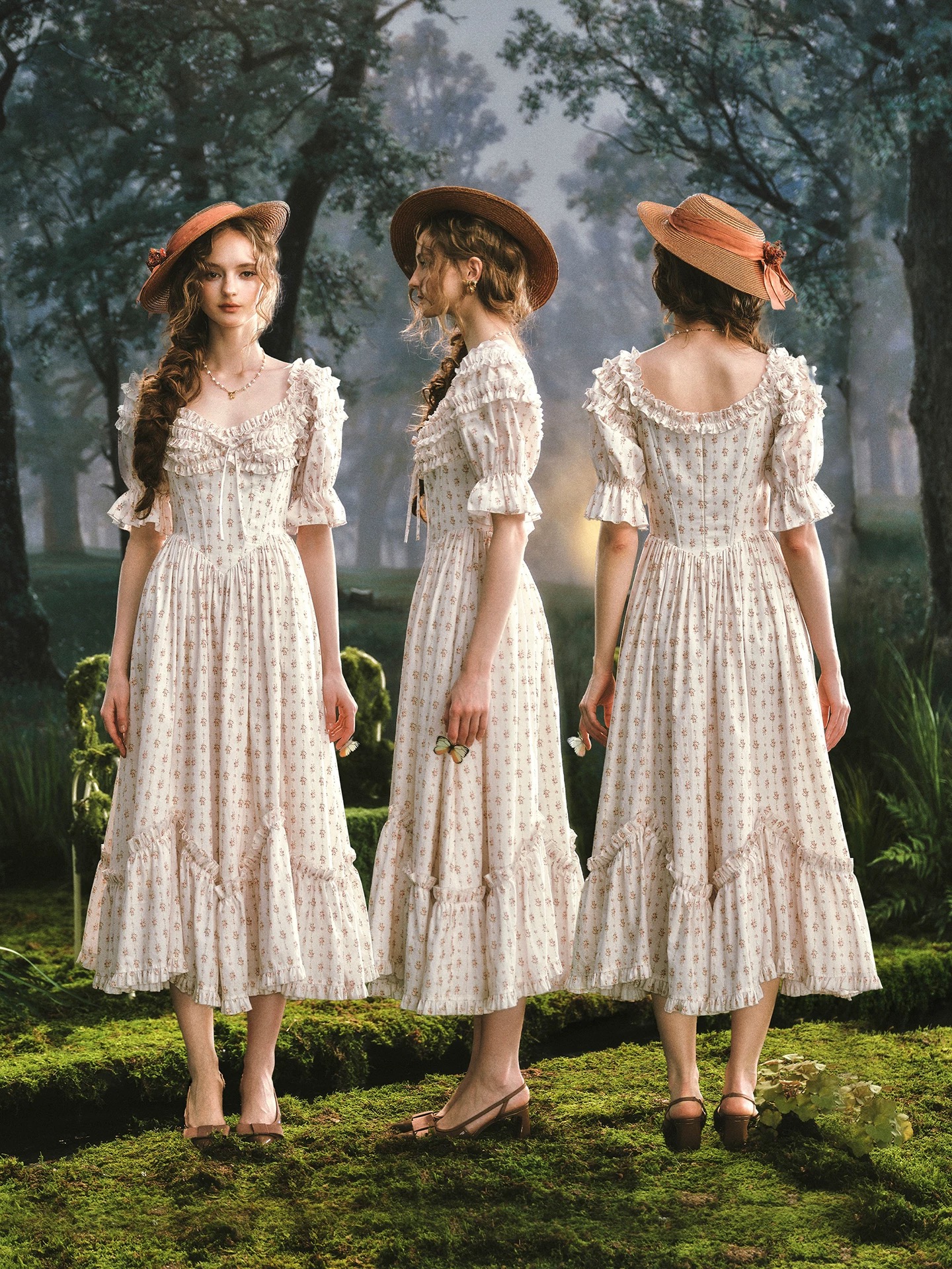 Lacemade váy hoa nhí dáng xòe cổ điển_Y08