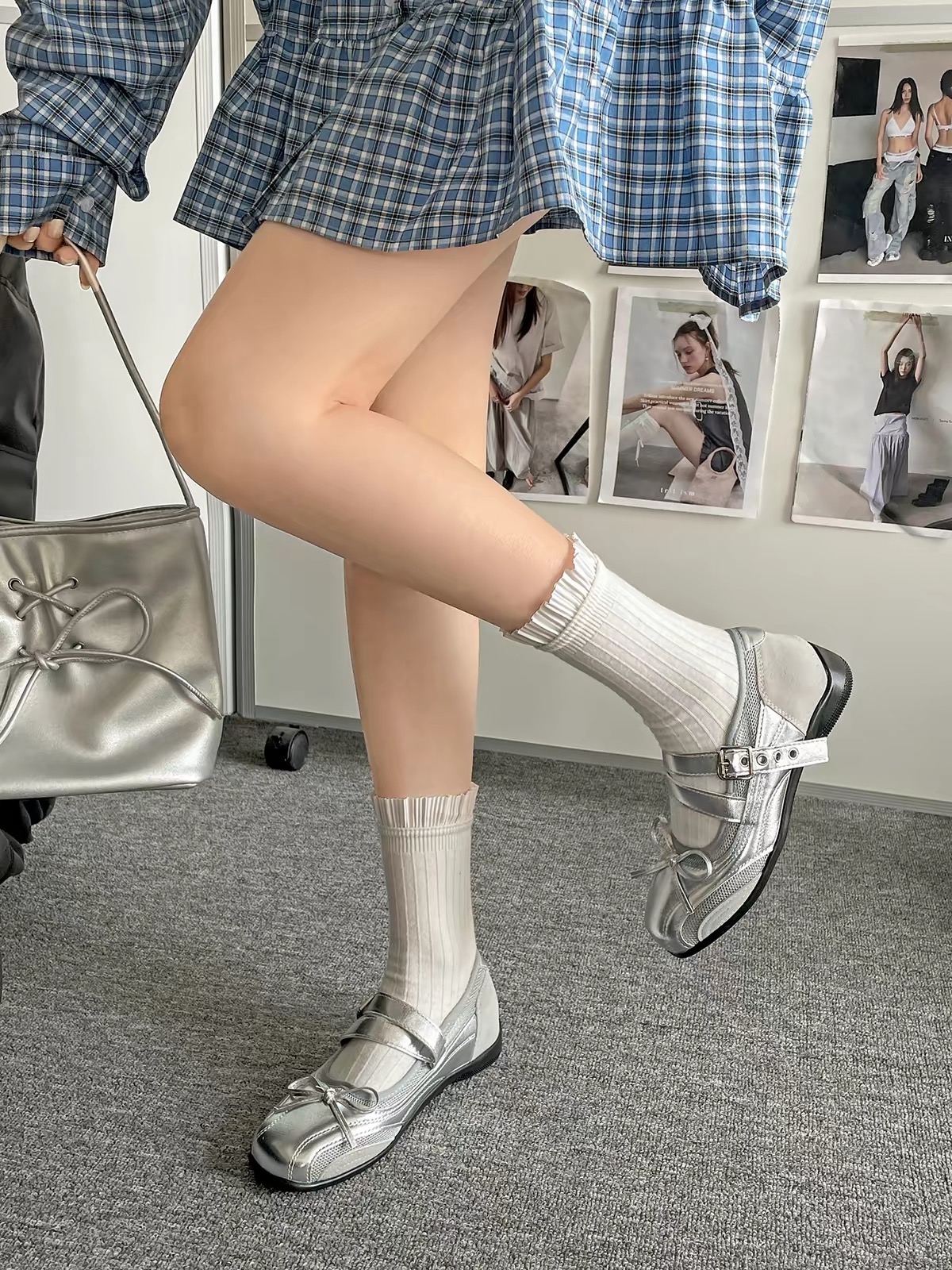 Giày búp bê quai ngang phối nơ_P06