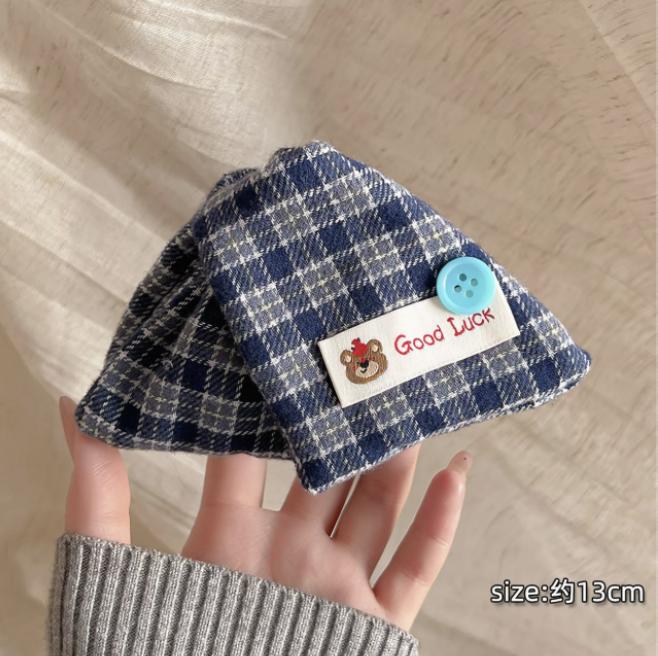 Kẹp tóc nơ caro đính tag cún dễ thương_T10