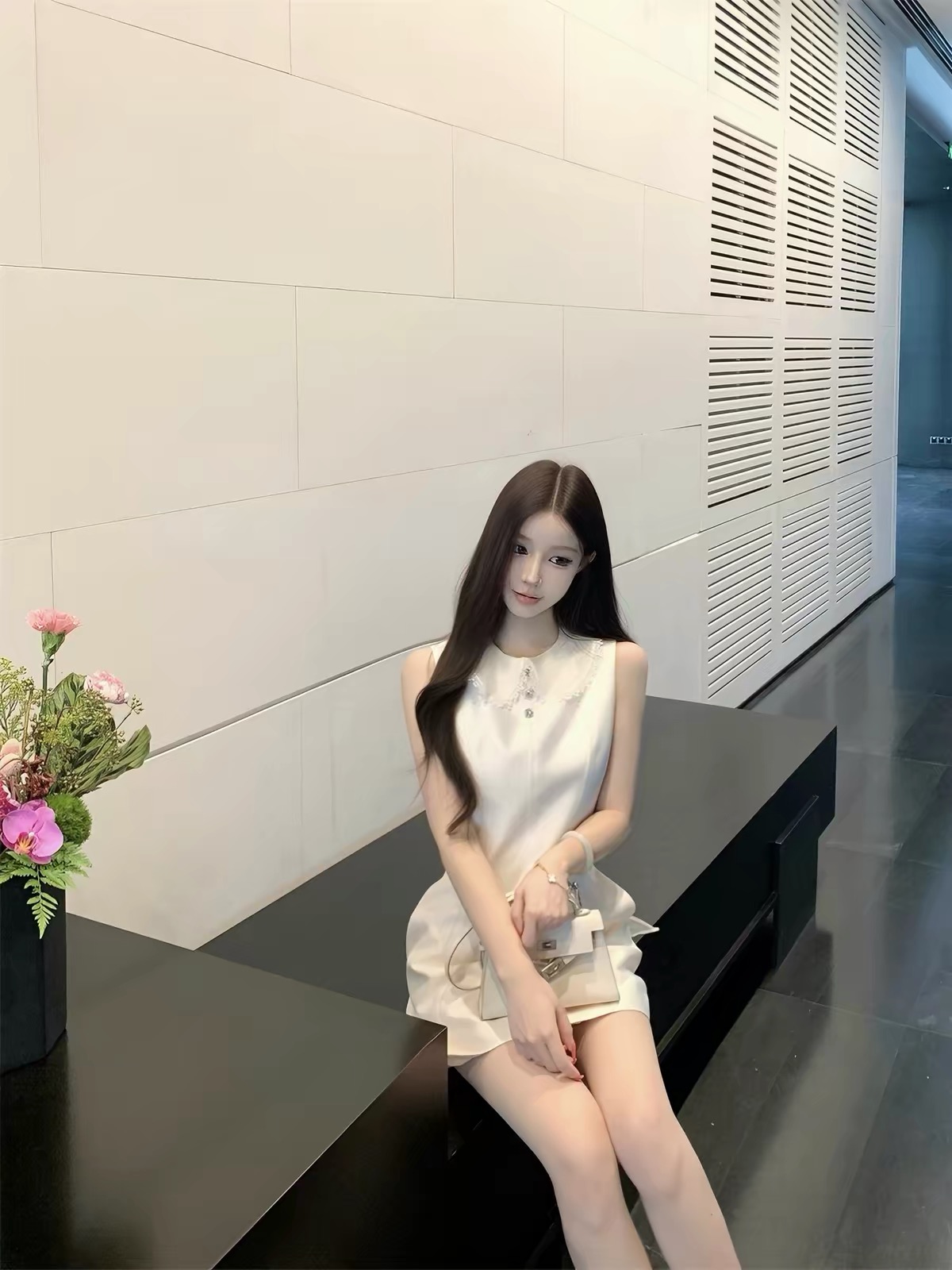 Váy chữ A cổ tròn nữ tính_Y85