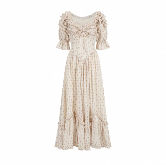 Lacemade váy hoa nhí dáng xòe cổ điển_Y08