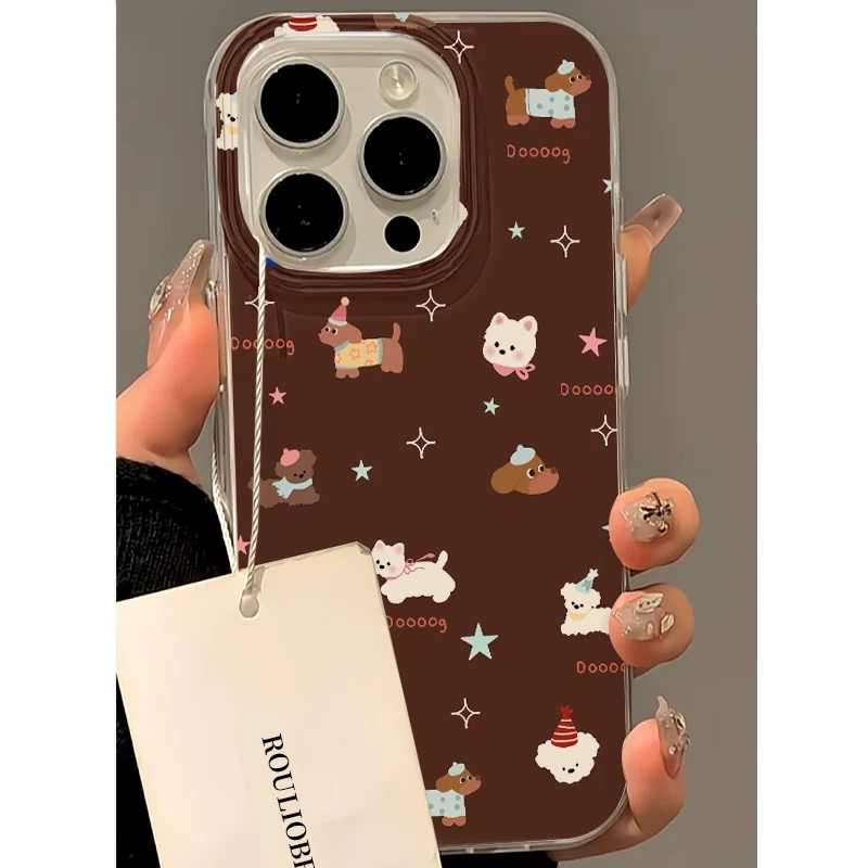 Ốp lưng cún mèo nền nâu_O64 (Iphone, Huawei, Honor, OPPO, Vivo, Xiaomi & Redmi)