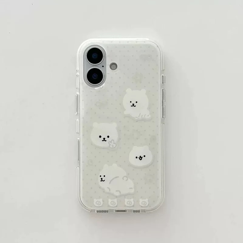 Ốp lưng gấu trắng kèm giá đỡ_O26 (Iphone, Huawei, Honor, OPPO, Vivo, Xiaomi & Redmi)