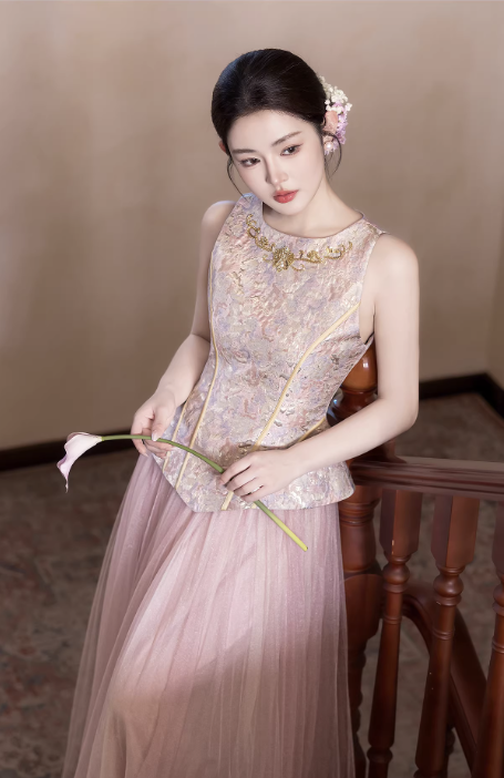 Váy dạ hội dáng dài phong cách cổ điển_I48