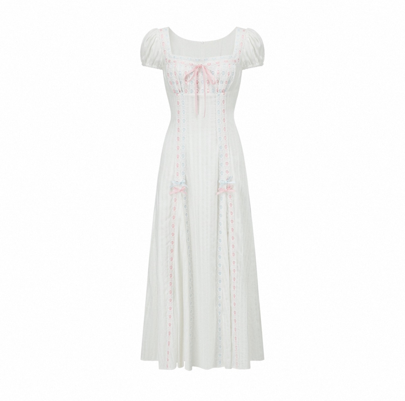 LaceMade váy phồng cổ vuông thắt nơ eo_Y107