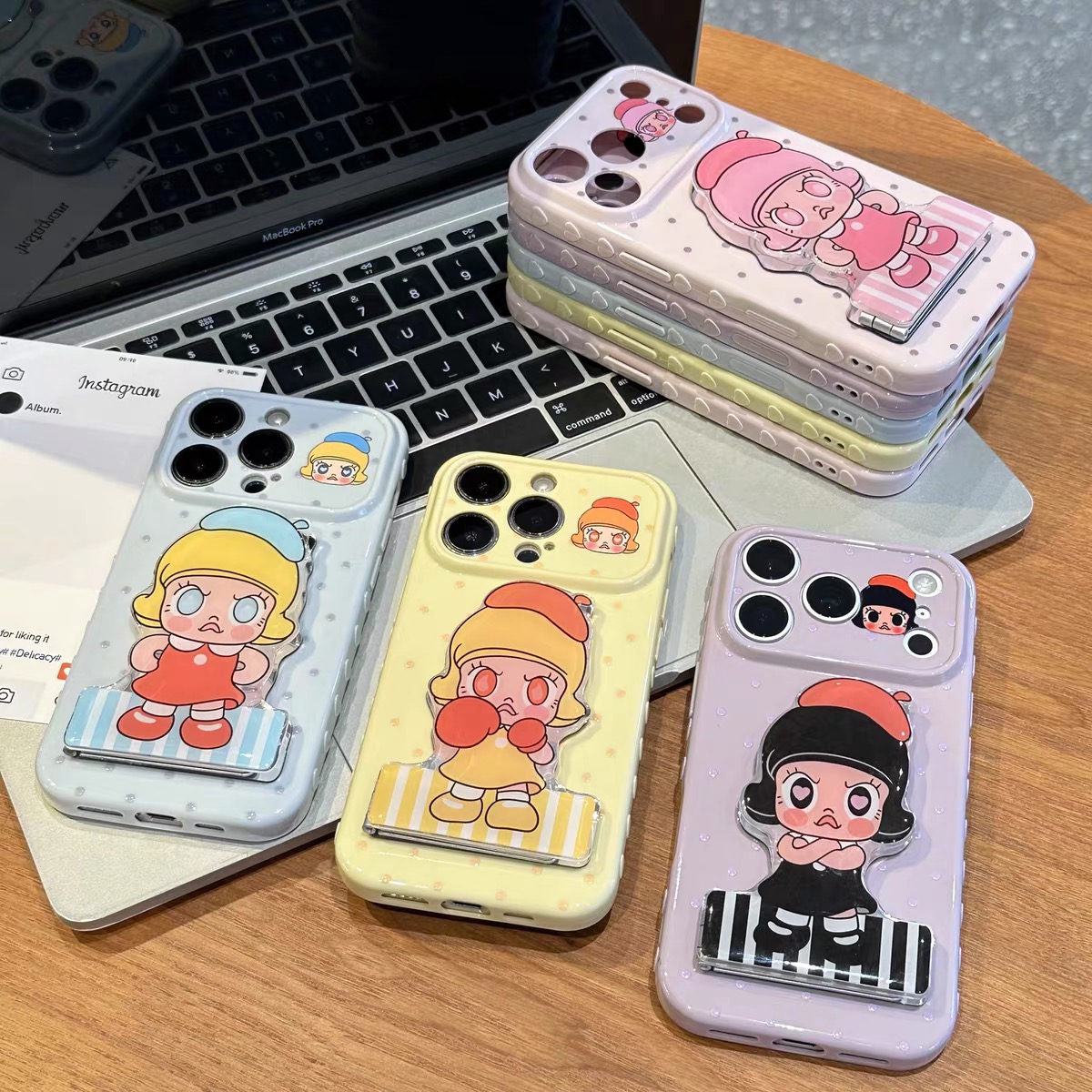 Ốp lưng búp bê hoạt hình dễ thương kèm gương_O203 (Iphone, Huawei, Honor, OPPO, Vivo, Xiaomi & Redmi)
