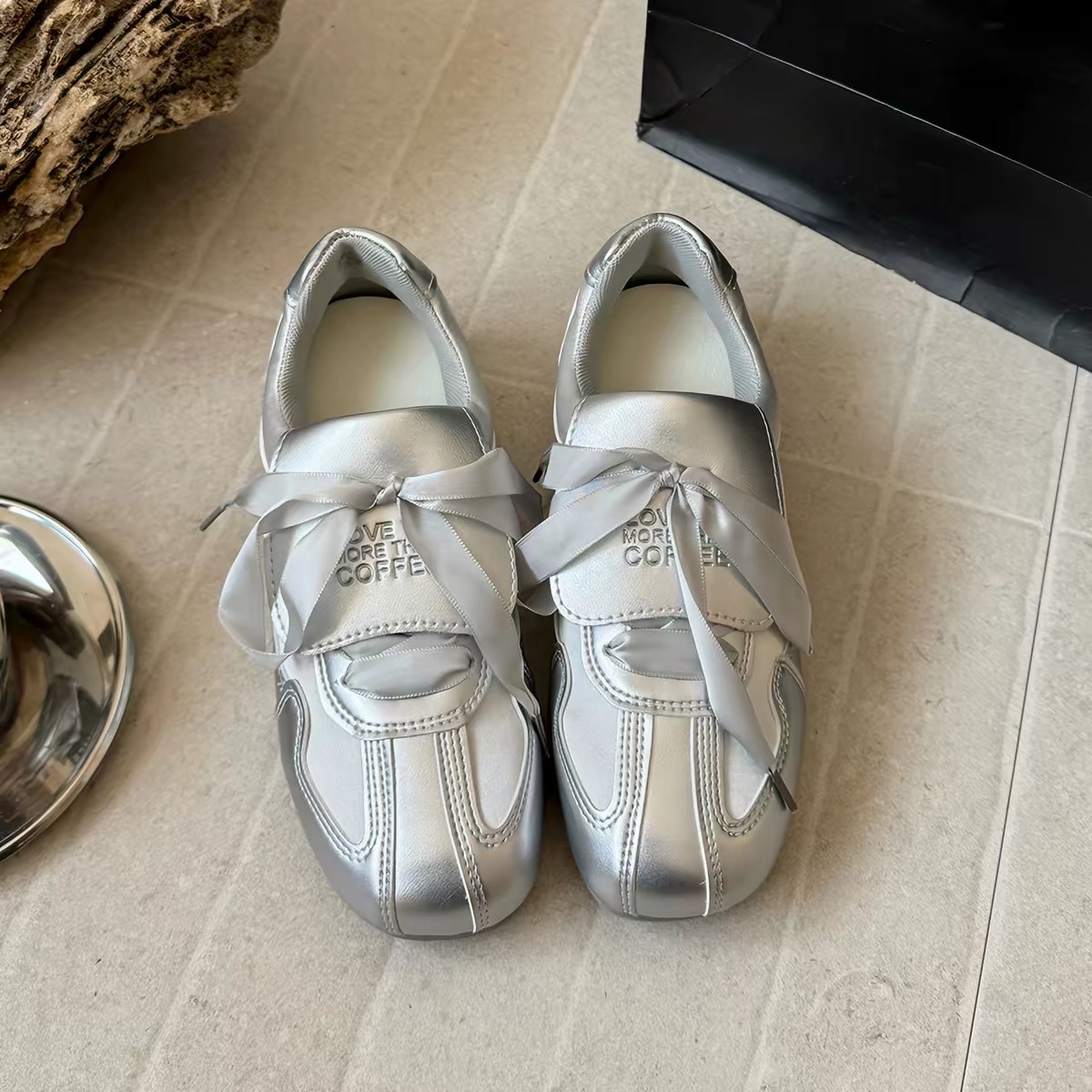 Giày sneaker nữ nơ satin phối màu pastel_S05