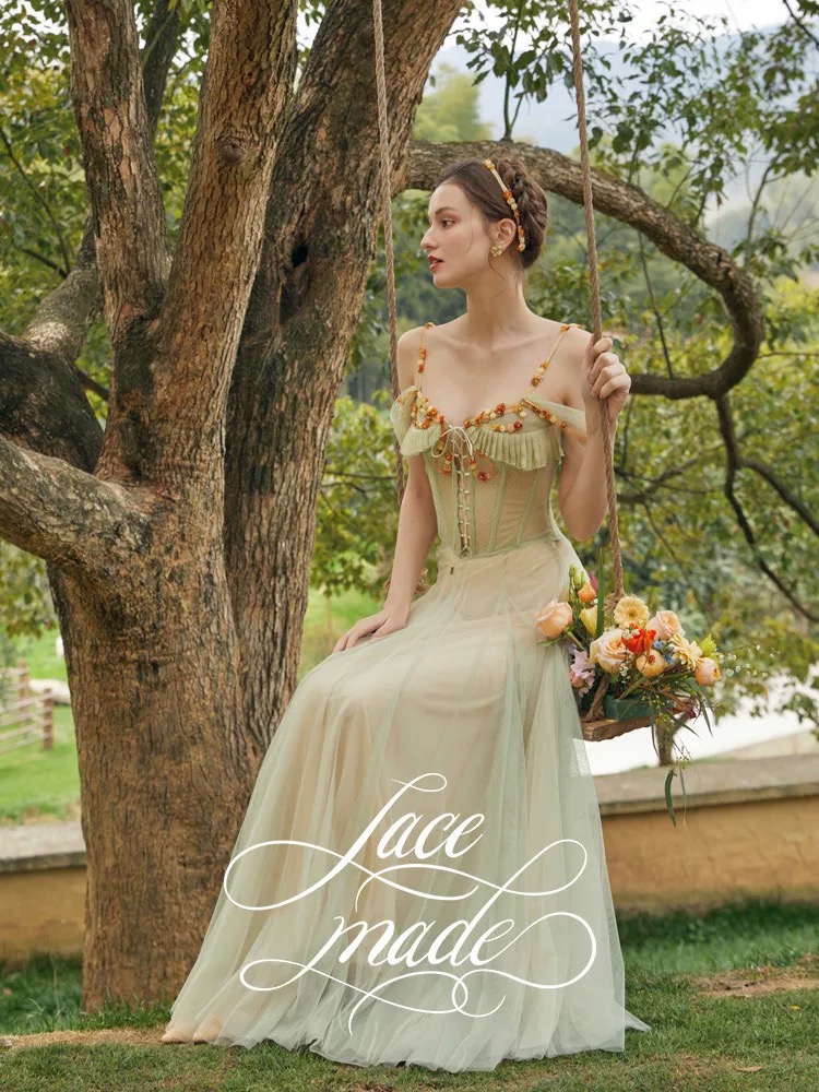 LaceMade váy voan tầng dáng dài phong cách công chúa_V21