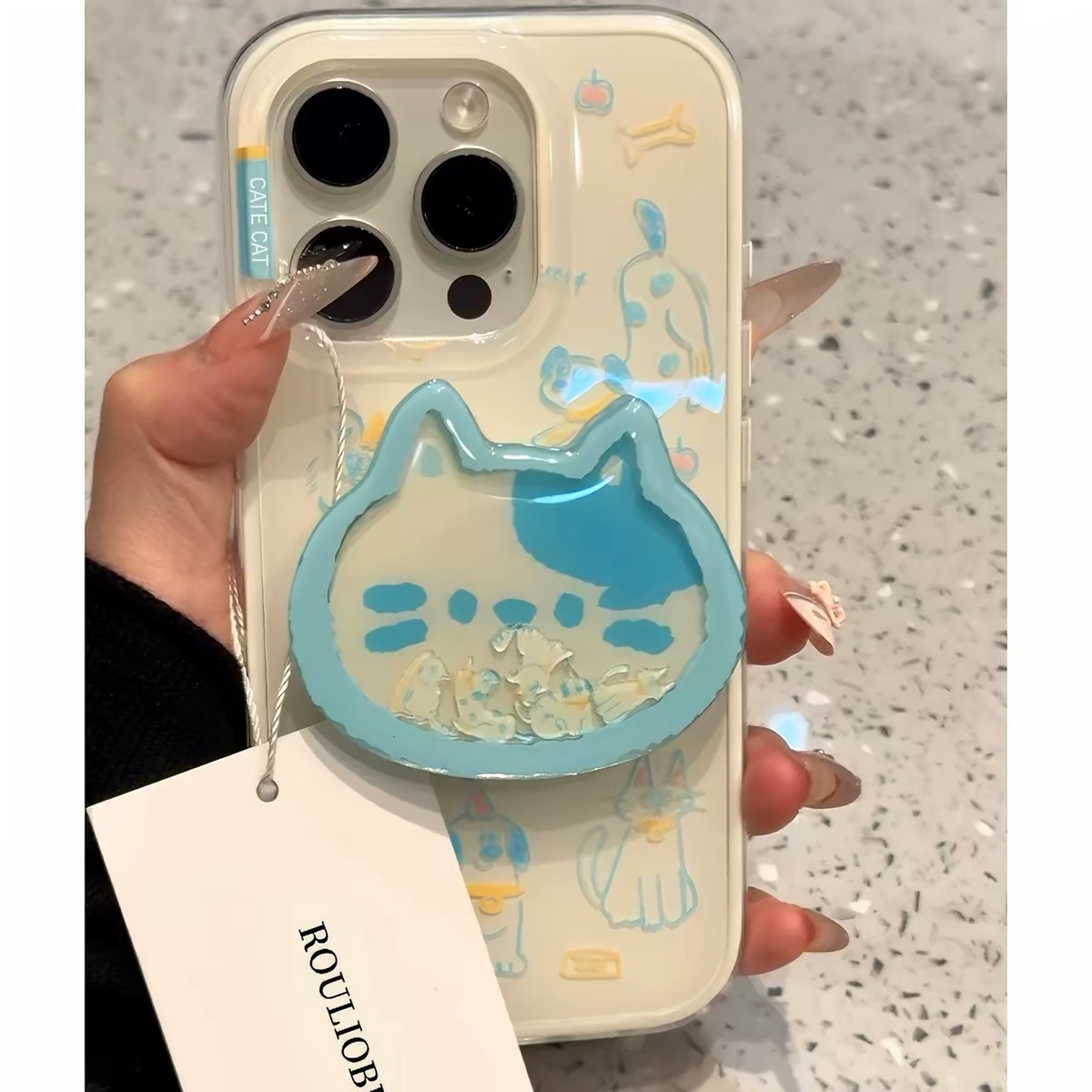 Ốp lưng mèo pastel kèm giá đỡ điện thoại_O228 (Iphone, Huawei, Honor, OPPO, Vivo, Xiaomi & Redmi)