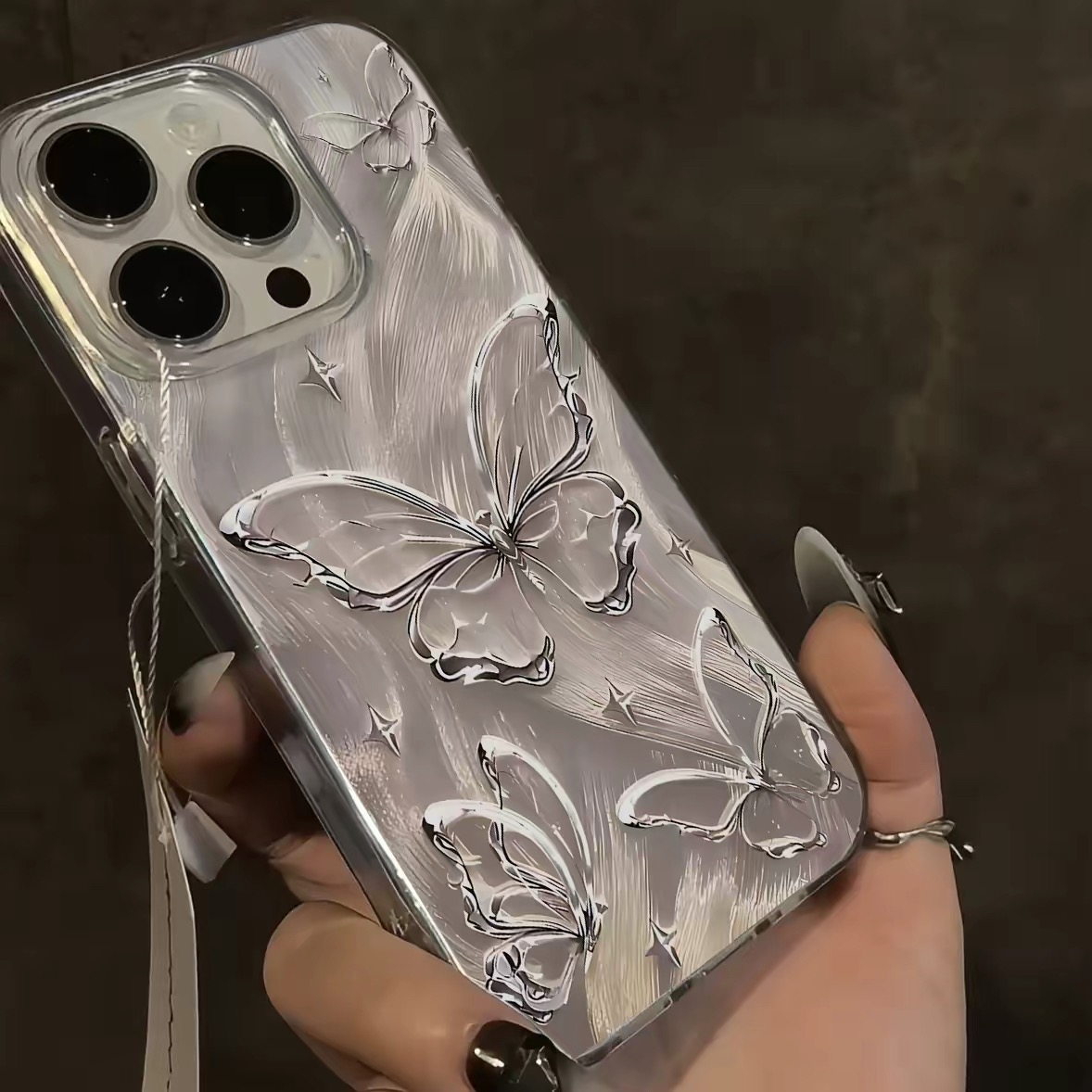 Ốp lưng cánh bướm ánh bạc_O49 (Tất cả các dòng Iphone)