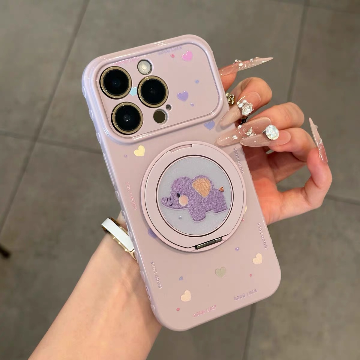 Ốp lưng hình voi pastel kèm giá đỡ điện thoại_O152 (Iphone, Huawei, Honor, OPPO, Vivo, Xiaomi & Redmi)
