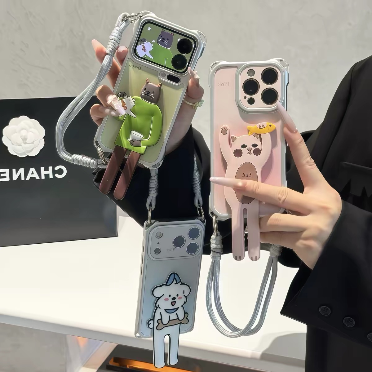Ốp lưng nhân vật hoạt hình kèm dây đeo & giá đỡ điện thoại_O216 (Iphone, Huawei, Honor, OPPO, Vivo, Xiaomi & Redmi)