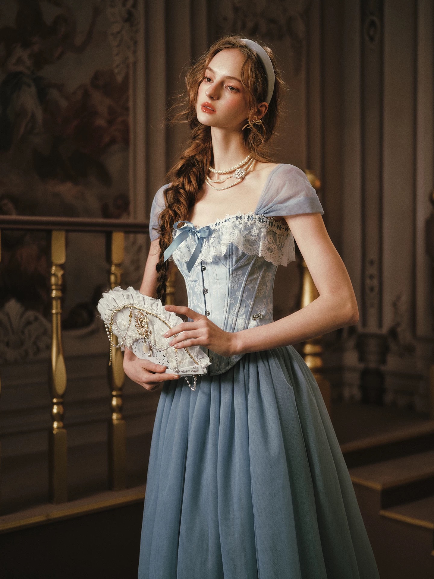 LaceMade váy corset ren xanh pastel công chúa vintage_V26