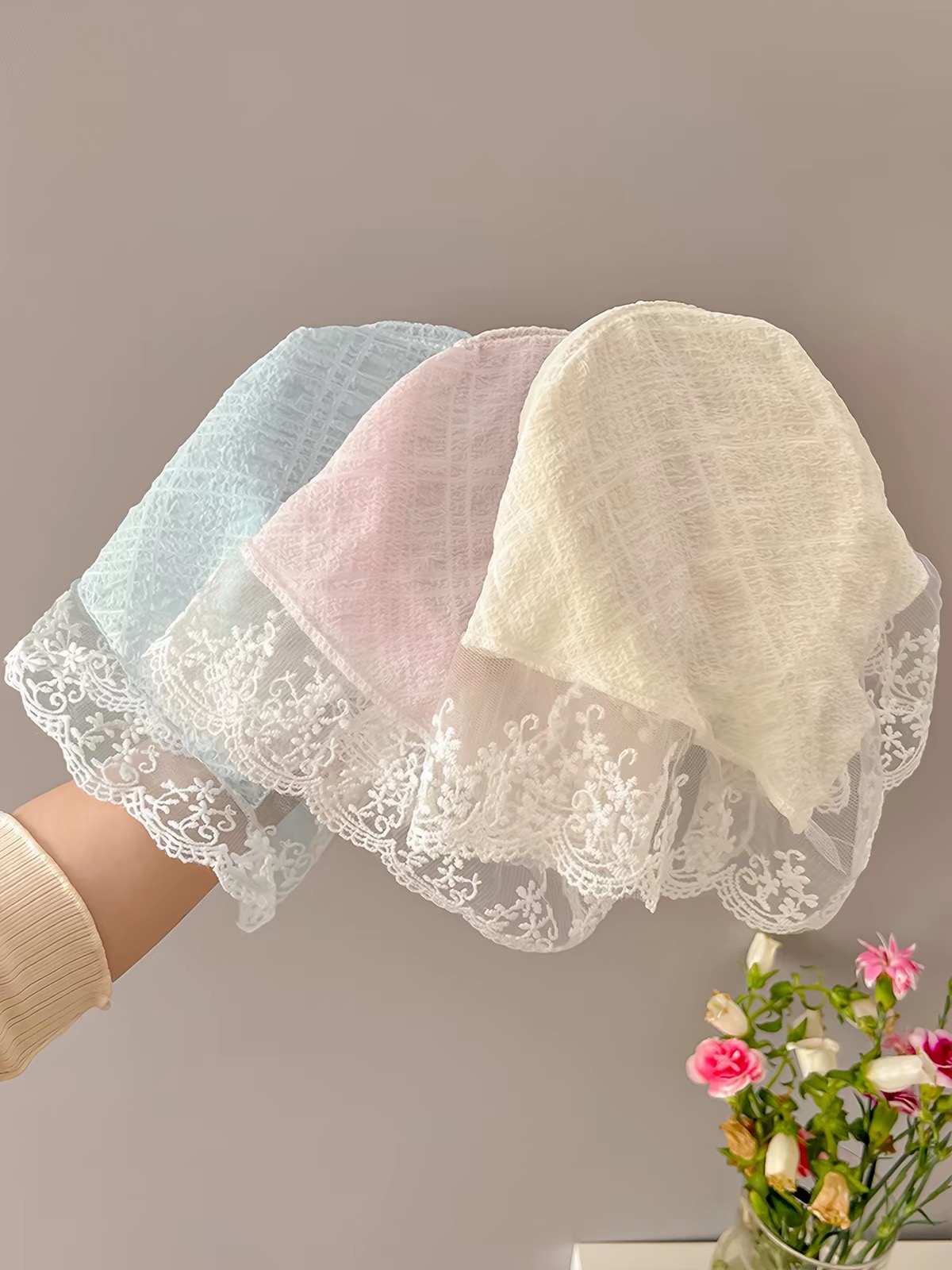 Khăn voan ren đội đầu_L24