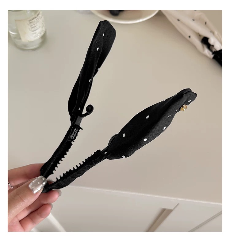 Kẹp tóc nơ satin chấm bi_T12