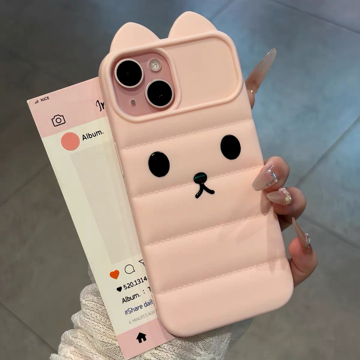 Ốp lưng gấu tai nổi_O205 (Tất cả các dòng Iphone)