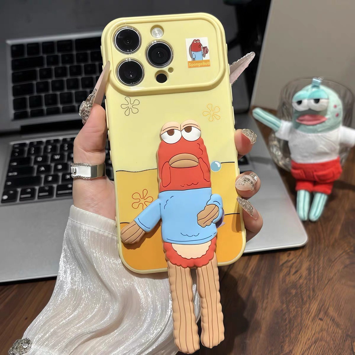 Ốp điện thoại SpongeBob kèm dây đeo_O166 (Iphone, Huawei, Honor, OPPO, Vivo, Xiaomi & Redmi)