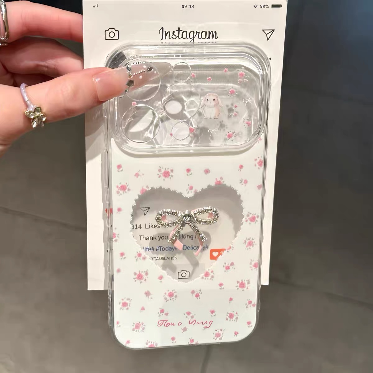 Ốp lưng hoa nhỏ nơ trái tim_O206 (Iphone, Huawei, Honor, OPPO, Vivo, Xiaomi & Redmi)