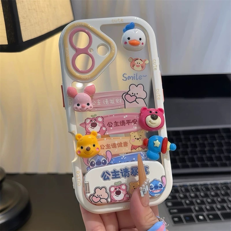 Ốp lưng Disney gấu Lotso & Winnie the Pooh kèm gương_O109 (Iphone, Huawei, Honor, OPPO, Vivo, Xiaomi & Redmi)
