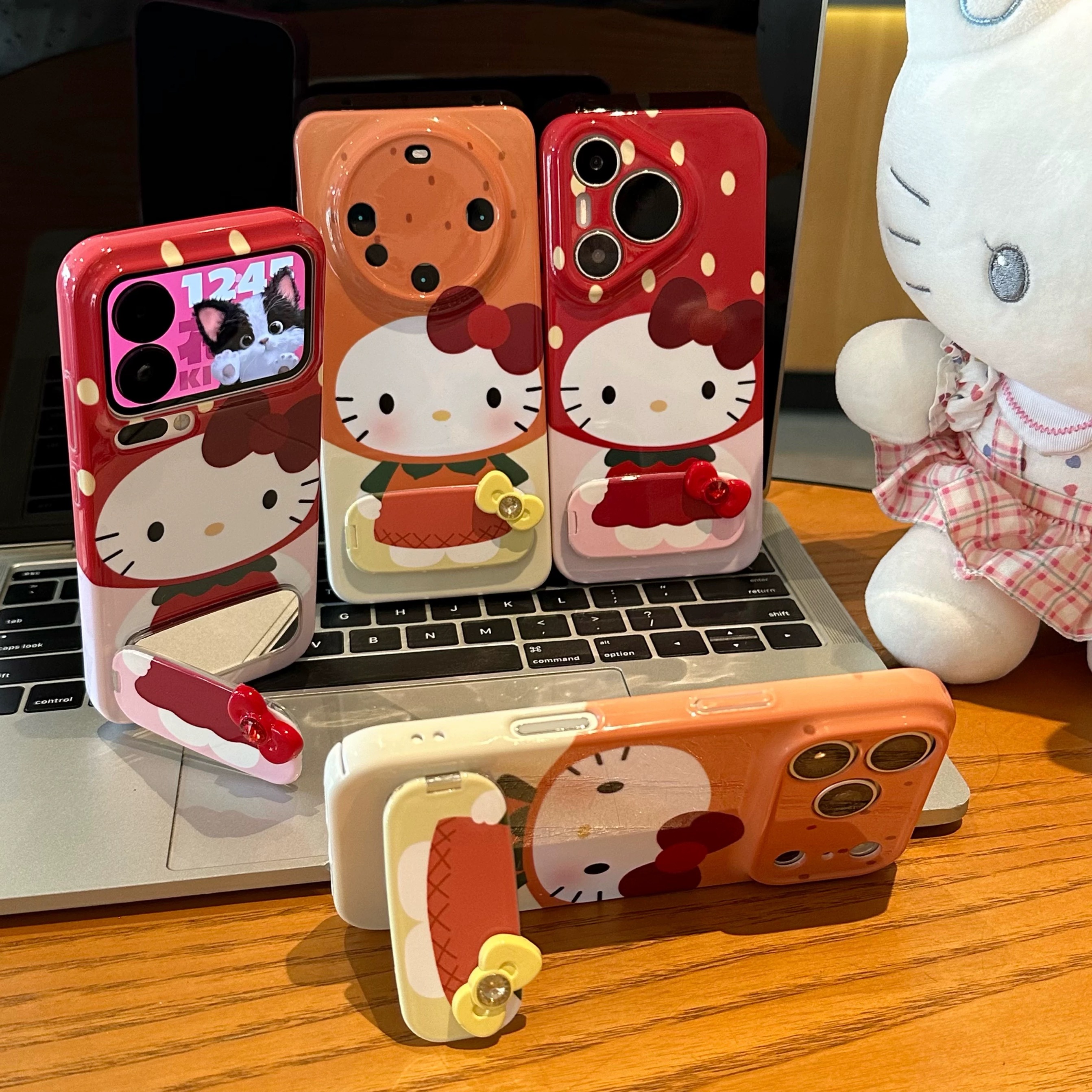 Ốp lưng Hello Kitty nơ đỏ có gương_O12 (Iphone, Huawei, Honor, OPPO, Vivo, Xiaomi & Redmi)