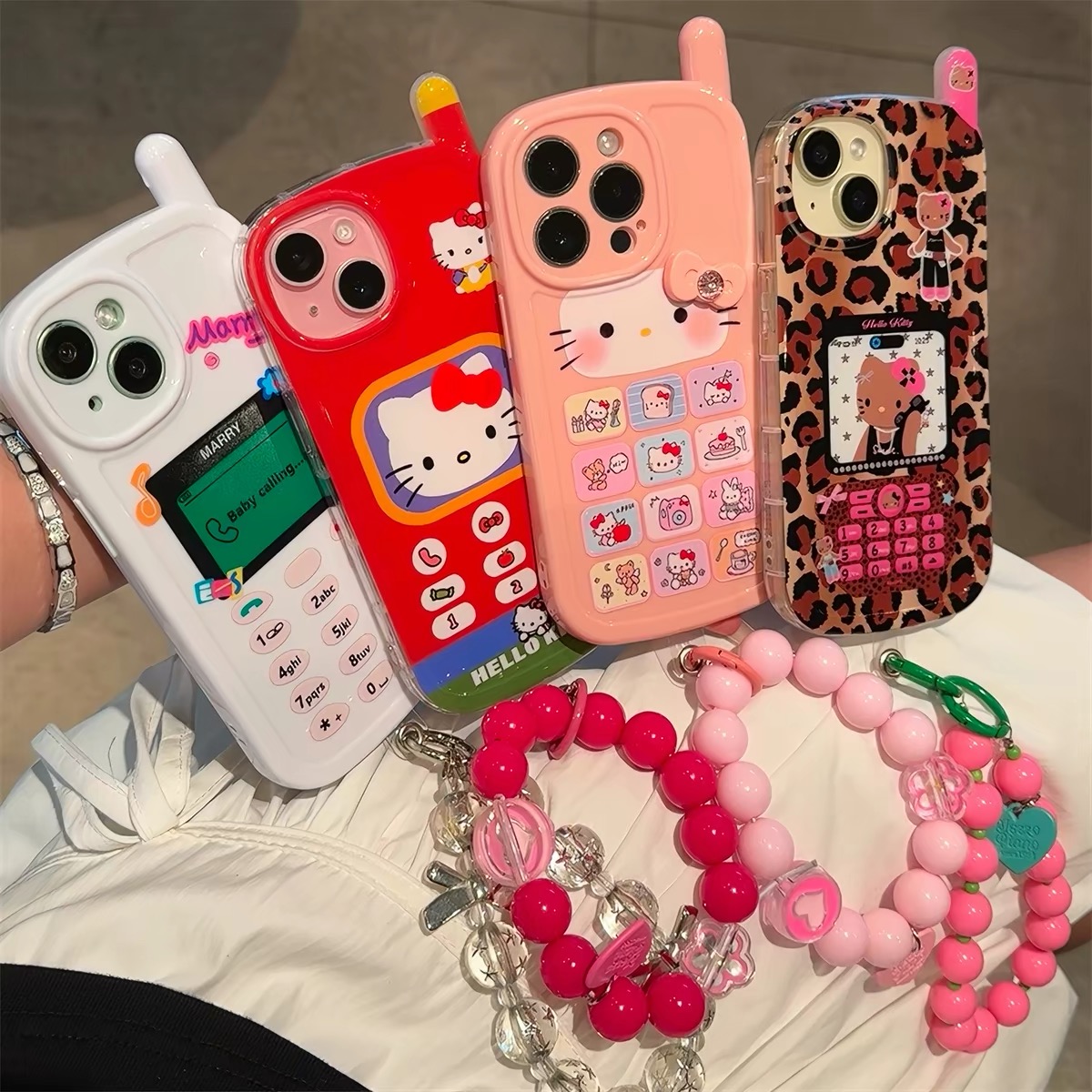 Ốp lưng điện thoại cổ điển hoạt hình kèm dây hạt_O21 (Tất cả các dòng Iphone)