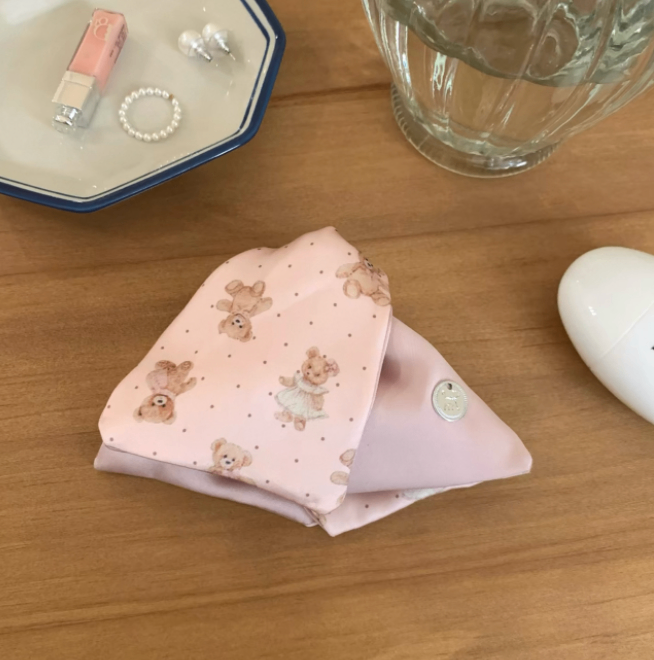 Kẹp tóc nơ satin họa tiết gấu dễ thương_T03