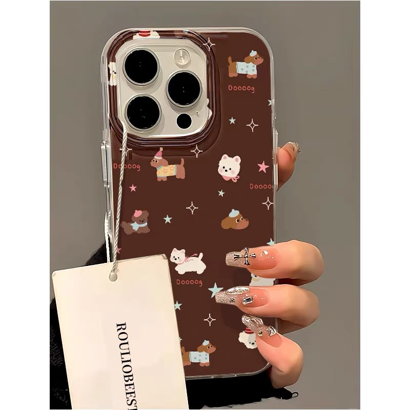 Ốp lưng cún mèo nền nâu_O64 (Iphone, Huawei, Honor, OPPO, Vivo, Xiaomi & Redmi)
