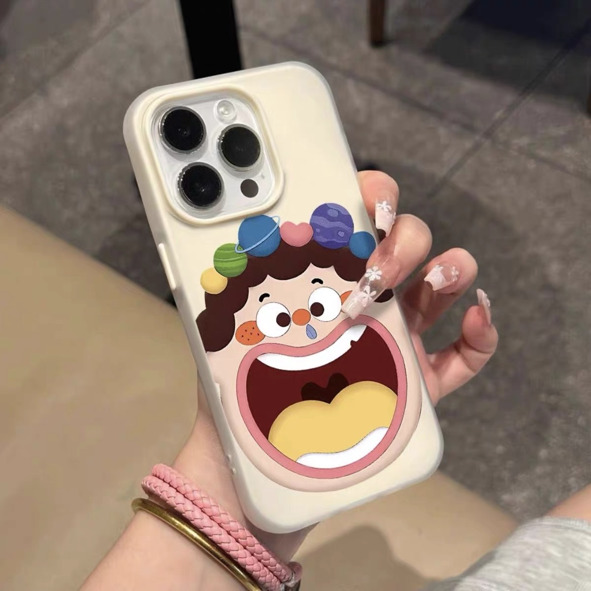 Ốp lưng mặt cười hoạt hình đính hạt pastel_O199 (Iphone, Huawei, Vivo, OPPO)