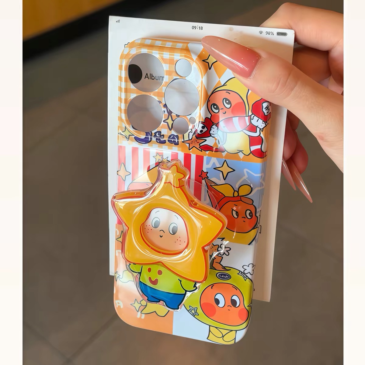 Ốp lưng hoạt hình ngôi sao dễ thương kèm giá đỡ điện thoại_O209 (Iphone, Huawei, Honor, OPPO, Vivo, Xiaomi & Redmi)