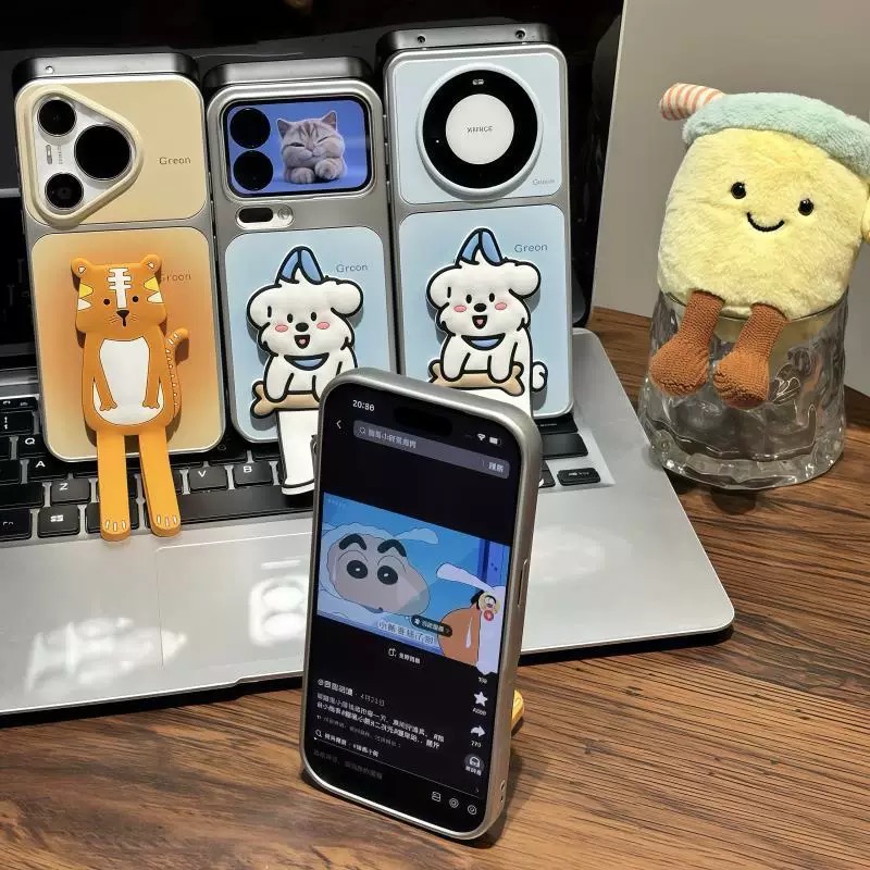 Ốp lưng chó trắng hổ cam giá đỡ điện thoại_O114 (Iphone, Huawei, Honor, OPPO, Vivo, Xiaomi & Redmi)