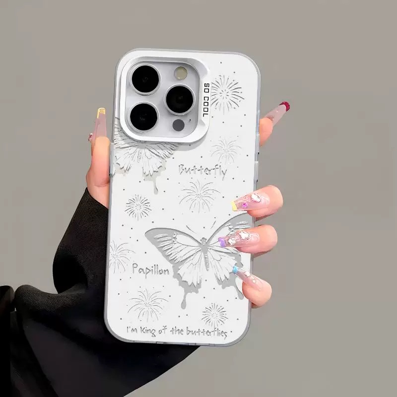 Ốp lưng cánh bướm ánh bạc_O50 (Iphone, Huawei, Honor, OPPO, Vivo, Xiaomi & Redmi)
