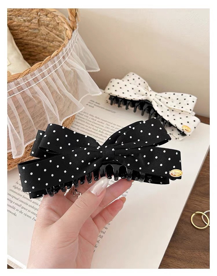 Kẹp tóc nơ chấm bi bản lớn_T34