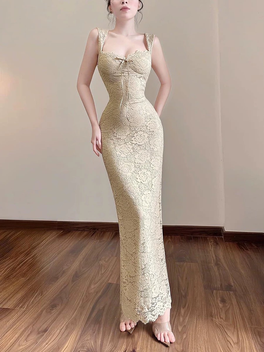 Váy ren dáng dài ôm sát tôn dáng cổ vuông_Y22