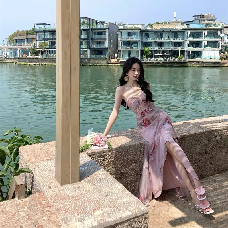 Váy quây ngực họa tiết hoa_Y38
