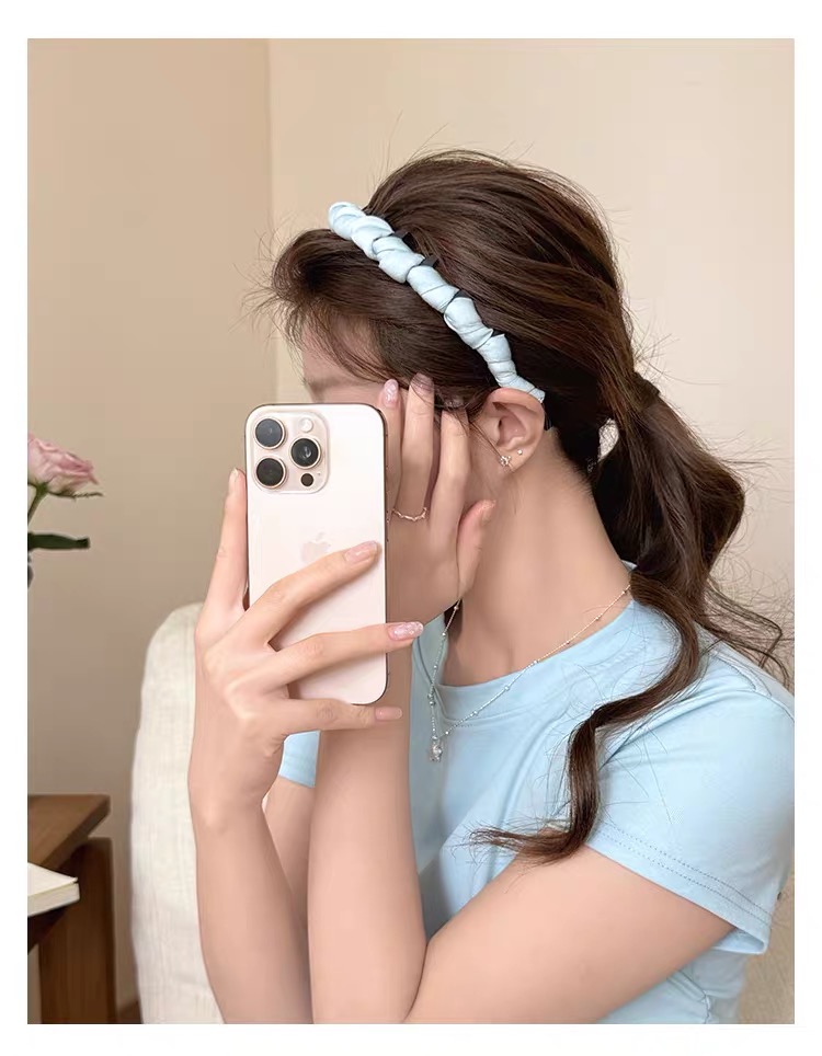 Băng đô tóc vải xoắn phối gai_L16