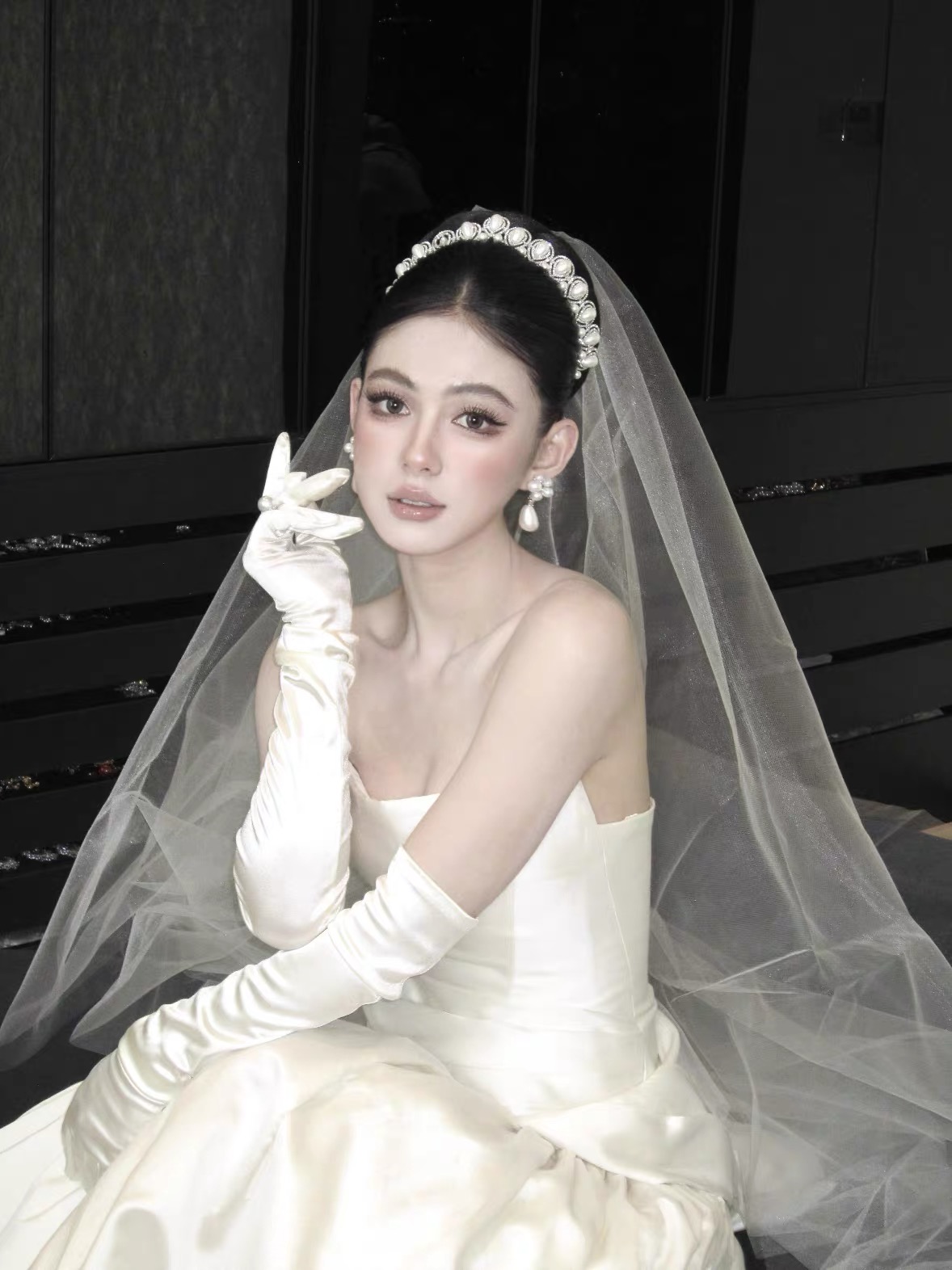 Cài tóc cô dâu đính ngọc trai bản lớn_X19