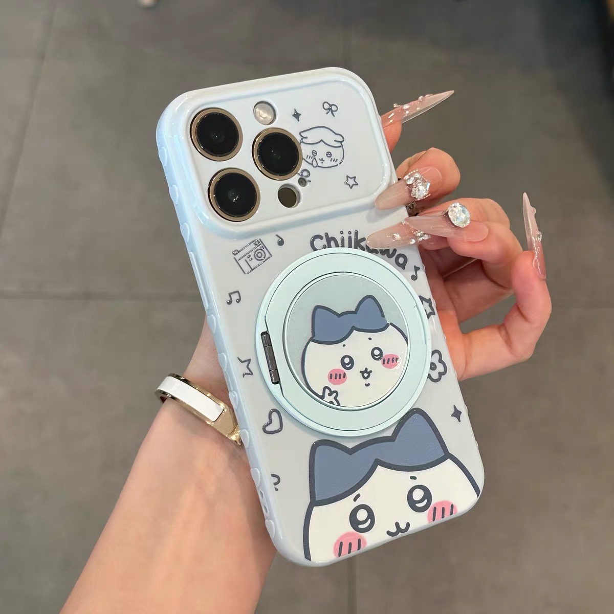 Ốp lưng Chikawa dễ thương kèm giá đỡ điện thoại_O157 (Iphone, Huawei, Honor, OPPO, Vivo, Xiaomi & Redmi)