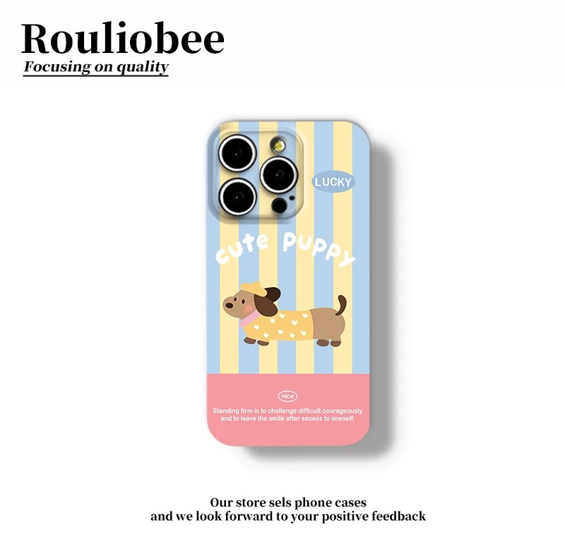Ốp lưng cún sọc pastel dễ thương_O13 (Iphone, Huawei, Honor, OPPO, Vivo, Xiaomi & Redmi)