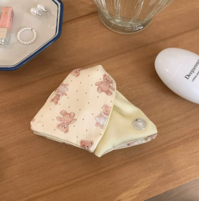 Kẹp tóc nơ satin họa tiết gấu dễ thương_T03