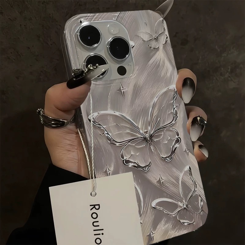 Ốp lưng cánh bướm ánh bạc_O49 (Tất cả các dòng Iphone)